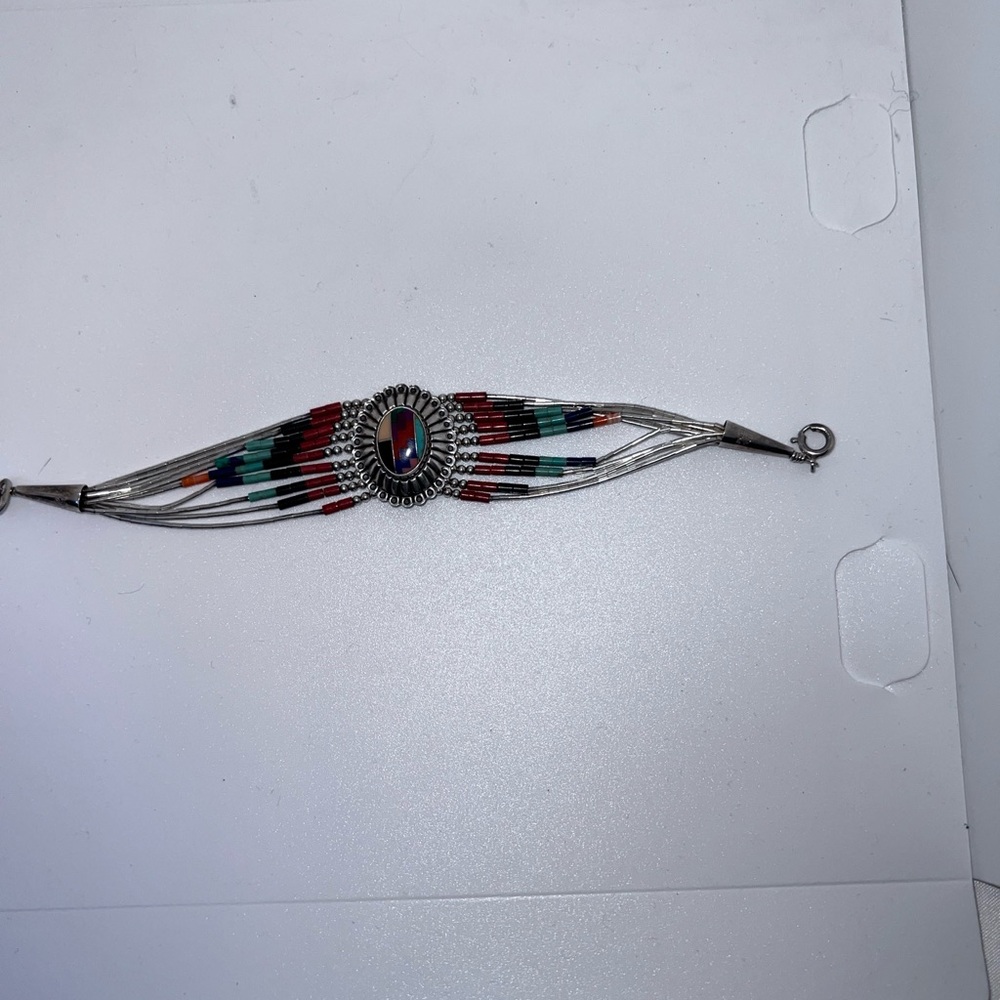 Vintage Navajo QT Sterling Silver Pendant Bracelet - Picture 9 of 14